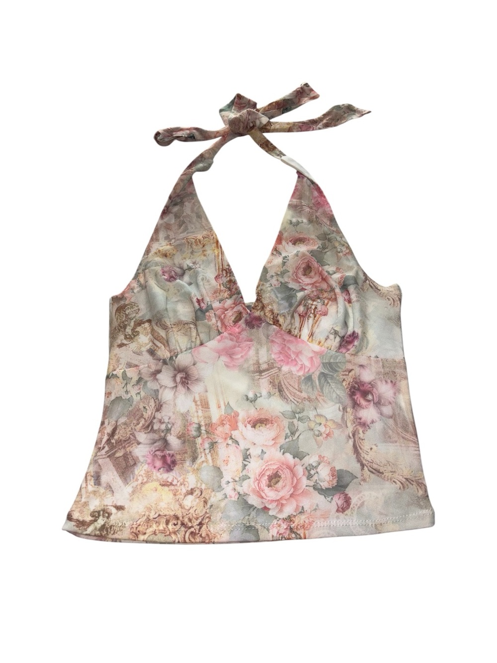 artsy floral halter top